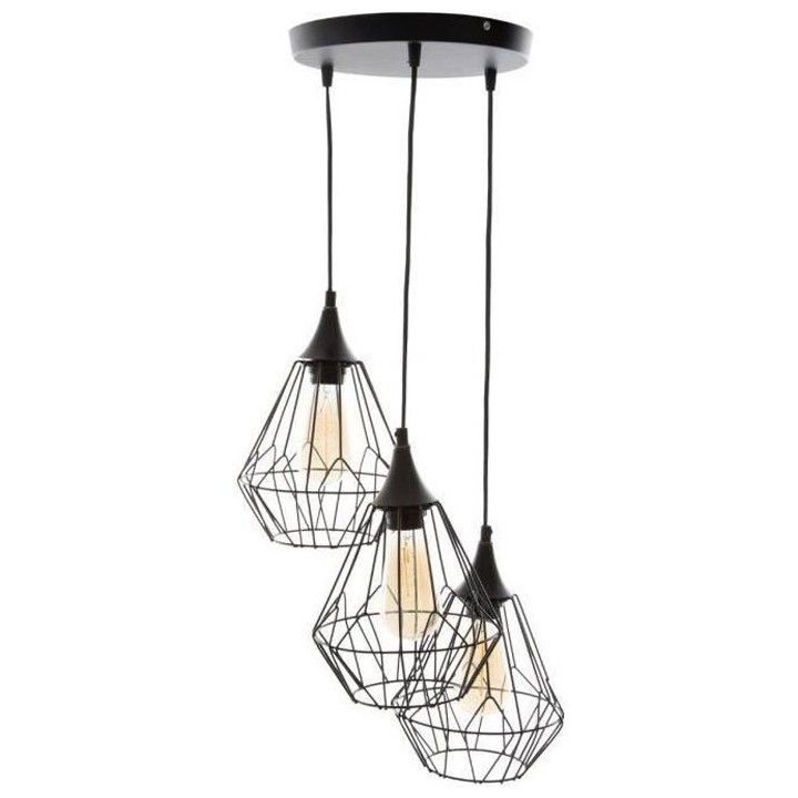 Suspension filaire en métal - H 80 cm - Noir