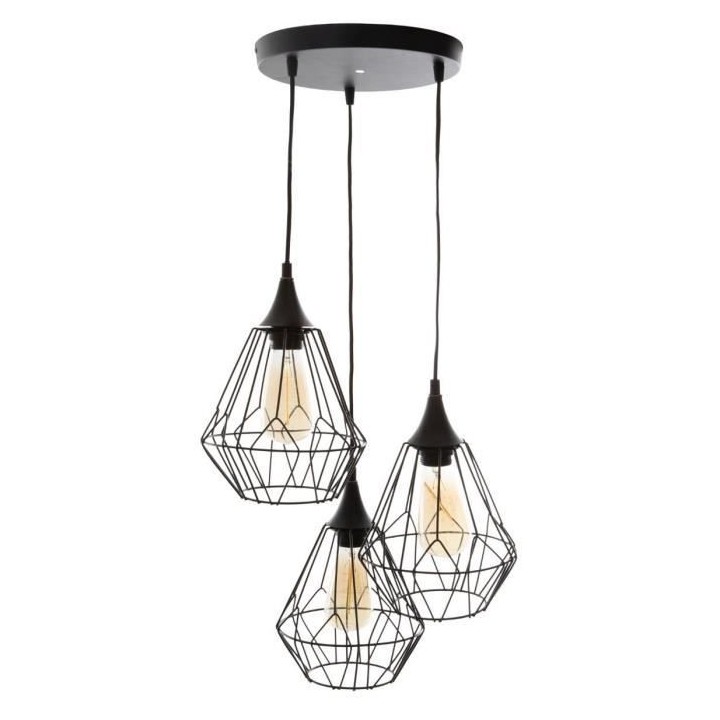 Suspension filaire en métal - H 80 cm - Noir