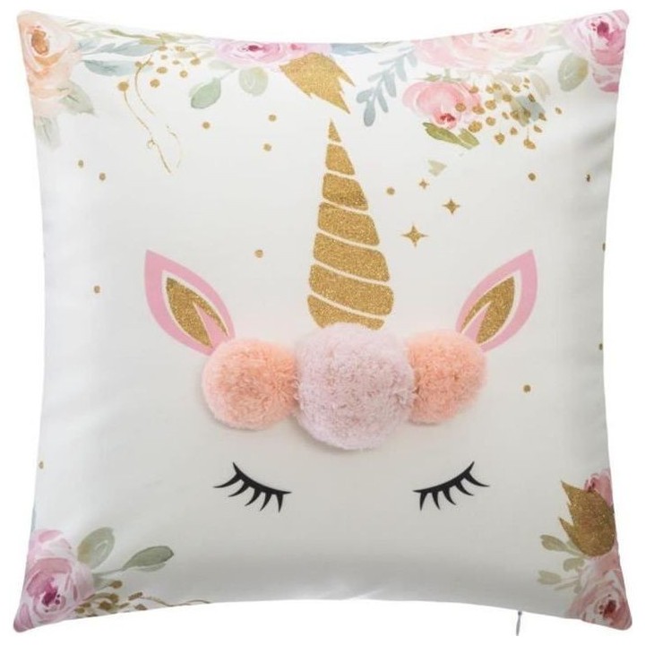Coussin Licorne pompon