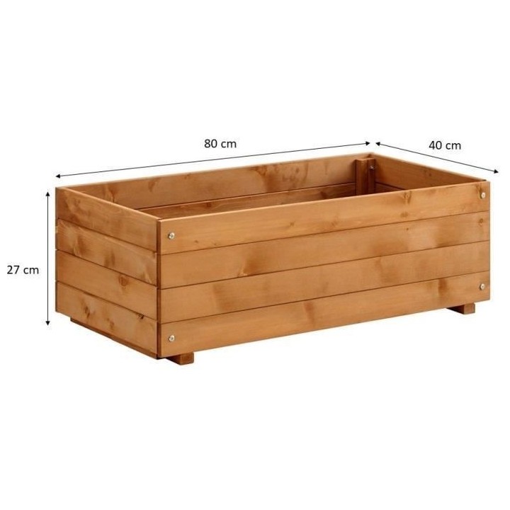 Jardiniere rectangulaire 60 L - Bois sapin d'Espagne - 80 x 40 x 27 cm