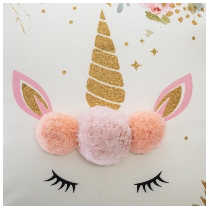 Coussin Licorne pompon