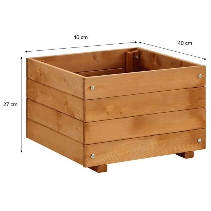 Jardiniere carré 30 L - Bois sapin d'Espagne - 40 x 40 x 27 cm - Trai
