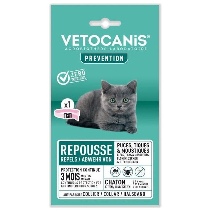 VETOCANIS Collier Anti-Puces et Anti-tiques Chaton
