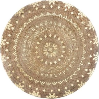 Tapis de salon en jute - Ø 115 cm - Doré