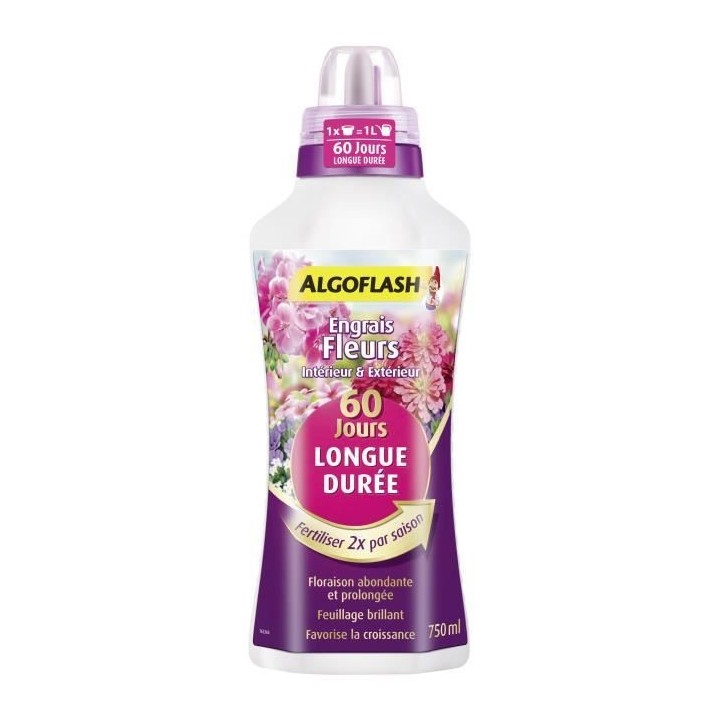 Engrais Fleurs - ALGOFLASH NATURASOL - Longue Durée 60 jours - 750 mL