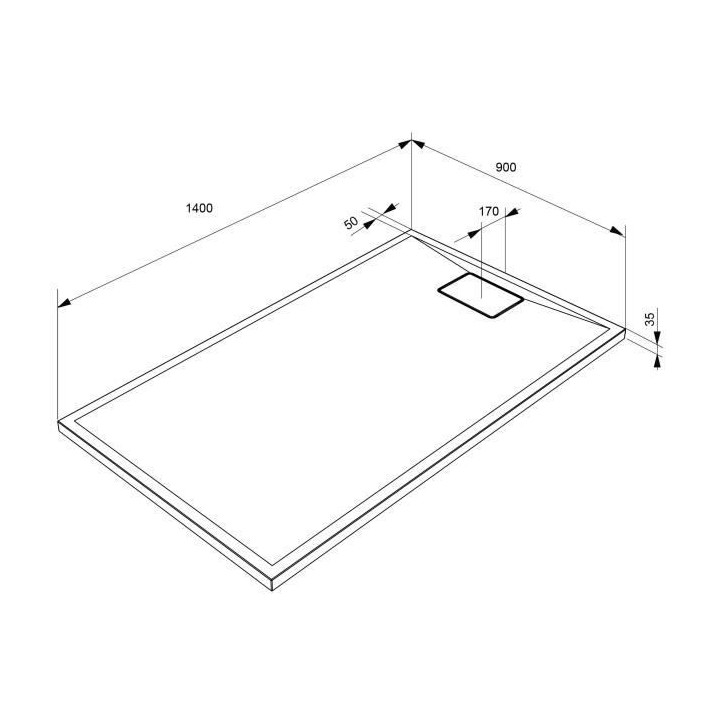 ALLIBERT Receveur de douche effet pierre Terreno - 140x90 cm - Blanc