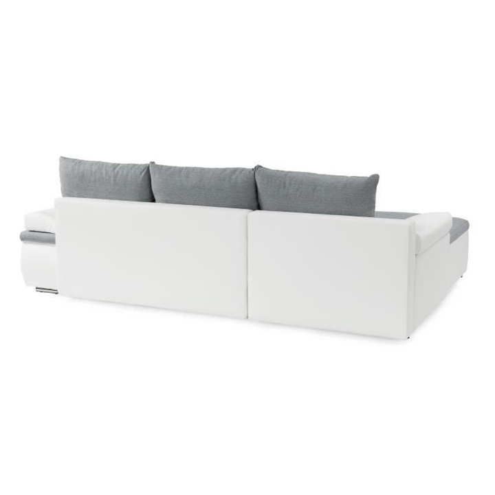 Canapé d'angle réversible convertible 3 places+Coffre - Simili blanc