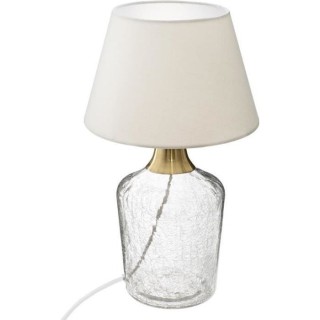 Lampe a poser en verre craquelé - E27 - 40 W - H. 39 cm - Ivoire