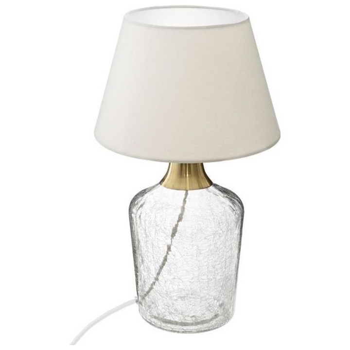 Lampe a poser en verre craquelé - E27 - 40 W - H. 39 cm - Ivoire