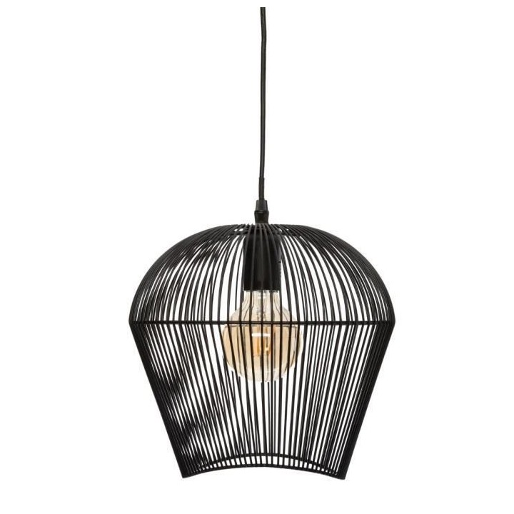 Suspension filaire en métal - H 25 cm - Noir