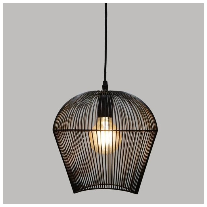 Suspension filaire en métal - H 25 cm - Noir