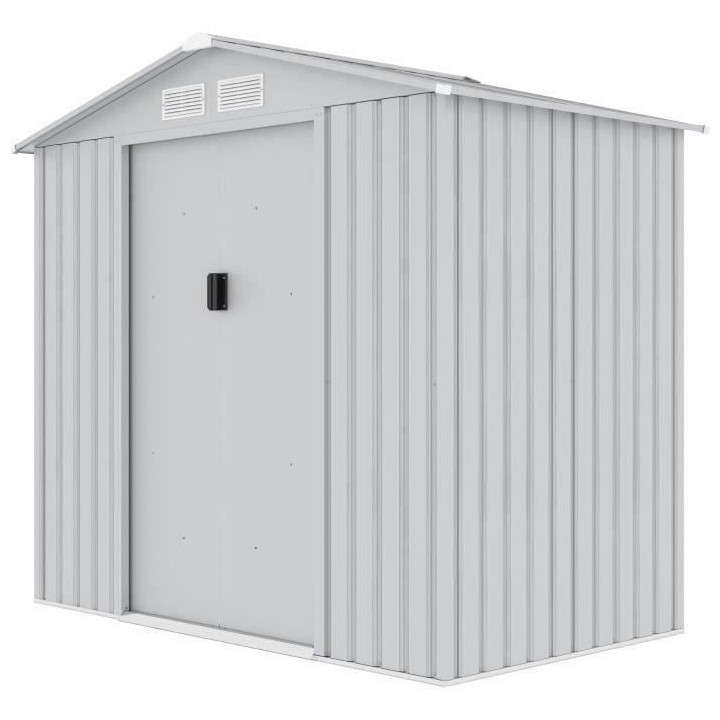 Abri de jardin en métal 2,71 m² - 213 x 127 x 195 cm - Kit d'ancrage