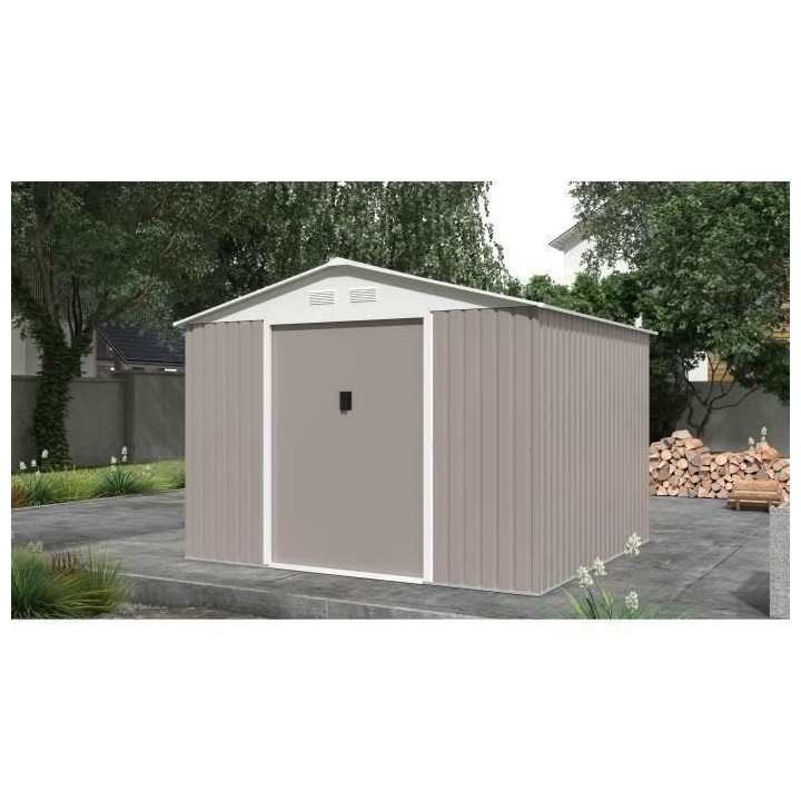 Abri de jardin en métal 7,06 m² - 277 x 255 x 202 cm - Kit d'ancrage