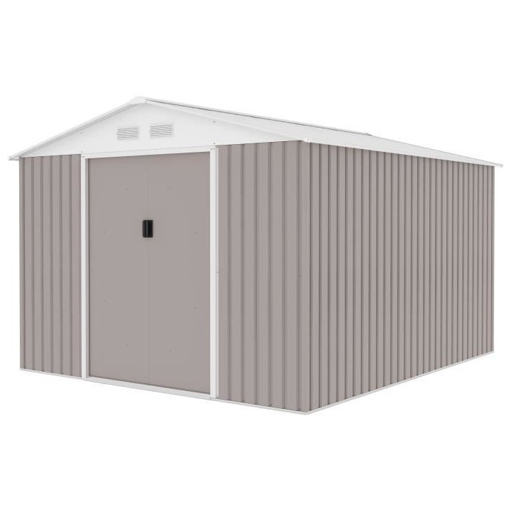Abri de jardin en métal 8,84 m² - 277 x 319 x 202 cm - Kit d'ancrage