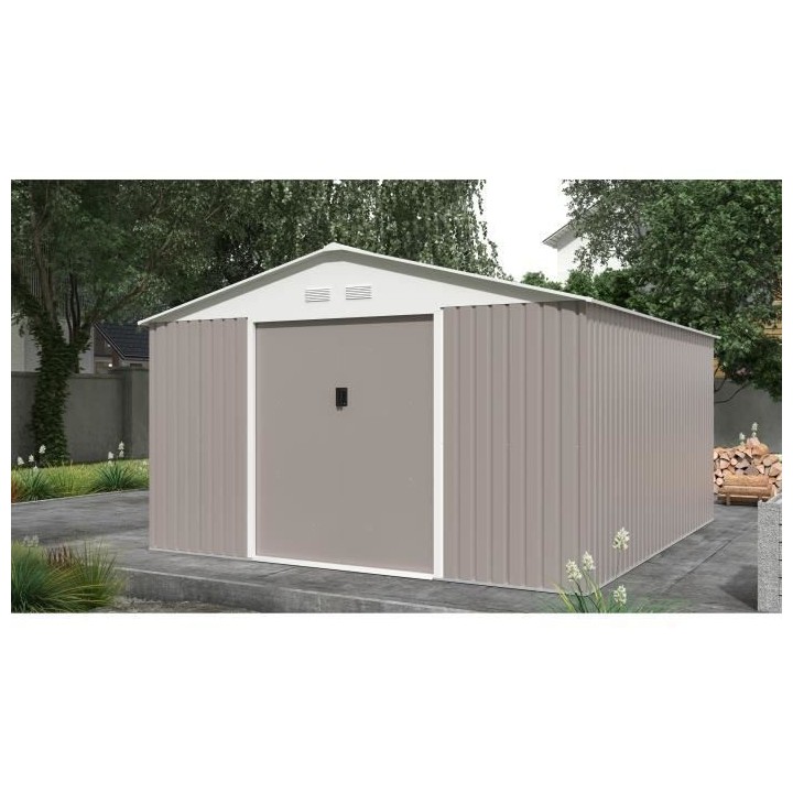 Abri de jardin en métal 12,99 m² - 340 x 382 x 210 cm - Kit d'ancrag