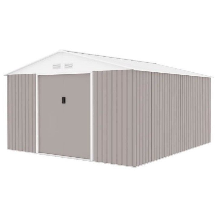 Abri de jardin en métal 12,99 m² - 340 x 382 x 210 cm - Kit d'ancrag