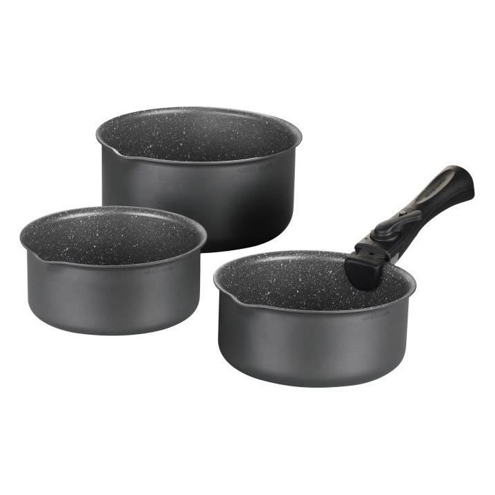 Batterie de cuisine ARTHUR MARTIN AM777GM Set de 3 casseroles - Gris M