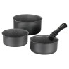 Batterie de cuisine ARTHUR MARTIN AM777GM Set de 3 casseroles - Gris Mat 16-18-20 cm + 1 poignée amovible - Tous feux dont indu