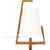 Lampe en bambou et abat-jour en plastique - H 32 cm - Blanc