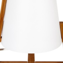 Lampe en bambou et abat-jour en plastique - H 32 cm - Blanc