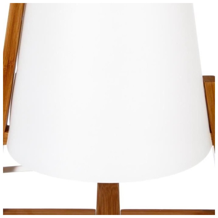 Lampe en bambou et abat-jour en plastique - H 32 cm - Blanc