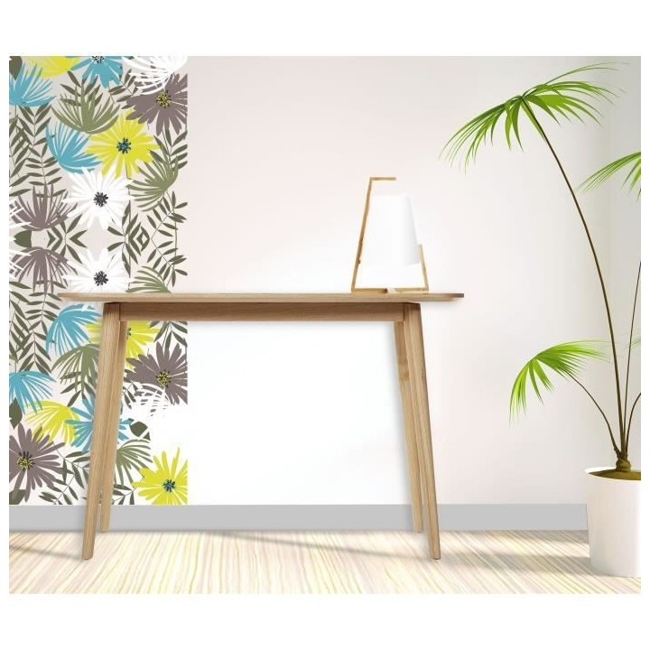 Lampe en bambou et abat-jour en plastique - H 32 cm - Blanc