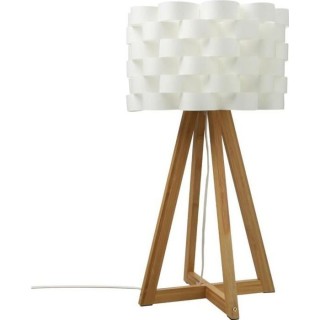 Lampe a poser en bambou - E14 - 40 W - H. 55 cm - Blanc