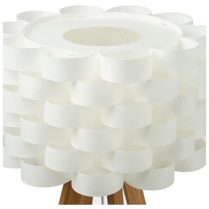 Lampe a poser en bambou - E14 - 40 W - H. 55 cm - Blanc
