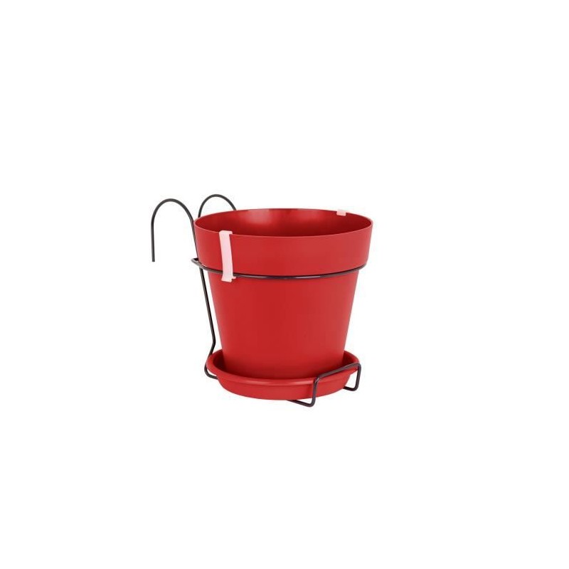 ARTEVASI Pot de fleurs Capri pour balcon - 4 L - 20 x 20 x 18,9 cm - Rouge foncé