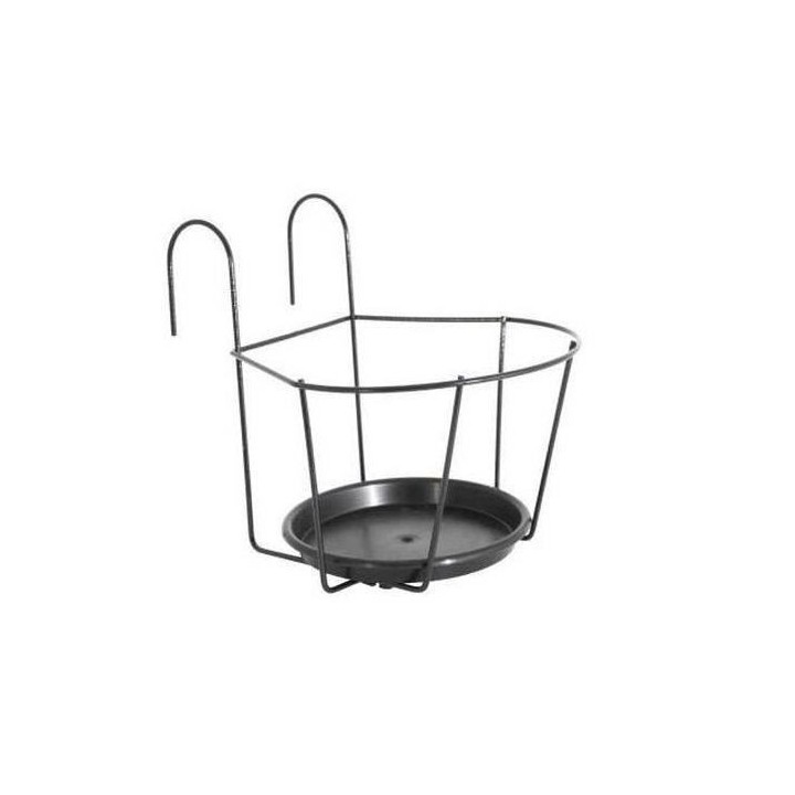 ARTEVASI Porte-Pot pour balcon avec Soucoupe - 25 x 25 cm - Gris anthr