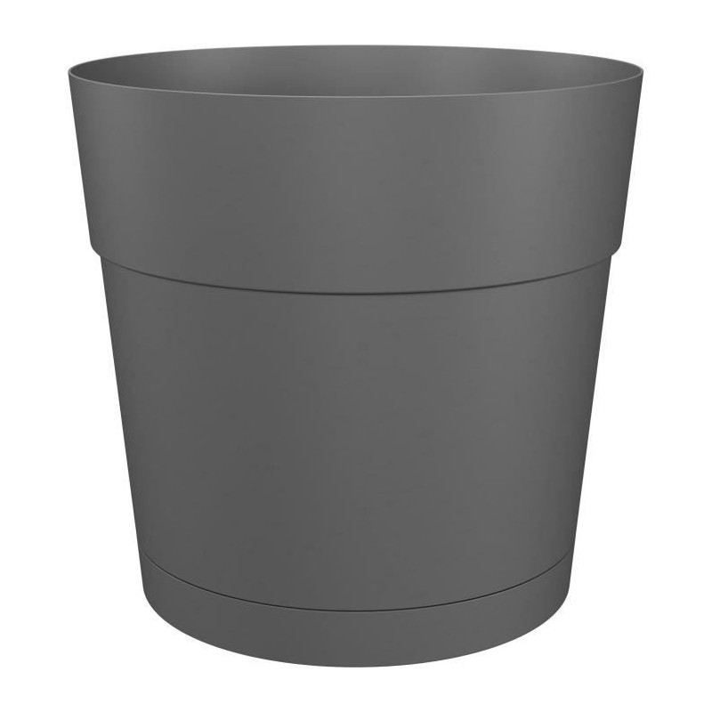 Pot a fleurs et plantes rond CAPRI LARGE - Plastique - Réservoir d'eau - diametre 30 cm - Anthracite - ARTEVASI