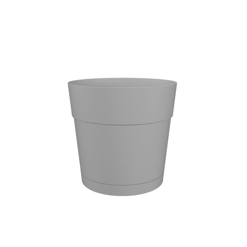 Pot a fleurs et plantes rond CAPRI LARGE - Plastique - Réservoir d'eau - diametre 30 cm - Gris clair - ARTEVASI