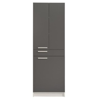 EKIPA Colonne 3 portes 1 tiroir - Gris ombre et blanc - L 60 x P 31 x