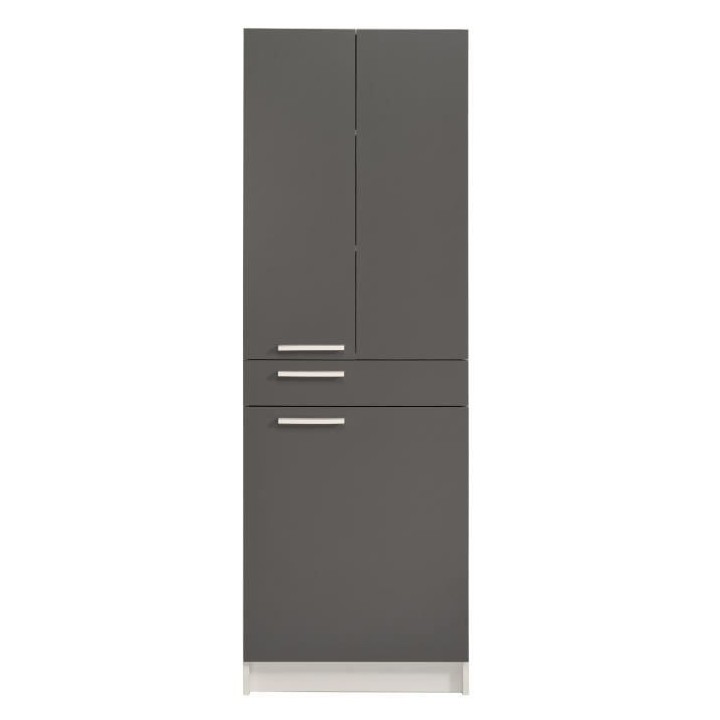 EKIPA Colonne 3 portes 1 tiroir - Gris ombre et blanc - L 60 x P 31 x