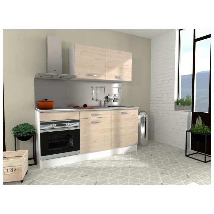 Cuisine complete OSLO - L 180cm - Chene - Plan de travail inclus