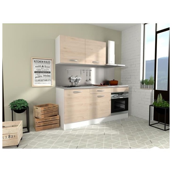 Cuisine complete OSLO - L 180cm - Chene - Plan de travail inclus