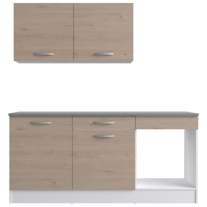 Cuisine complete OSLO - L 180cm - Chene - Plan de travail inclus
