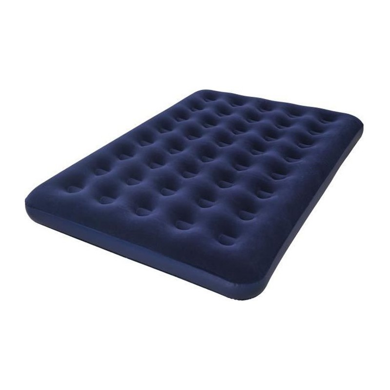 BESTWAY Matelas gonflable floqué Horizon Double + Pompe électrique Sidewinder + Sac – 2 places – Bleu