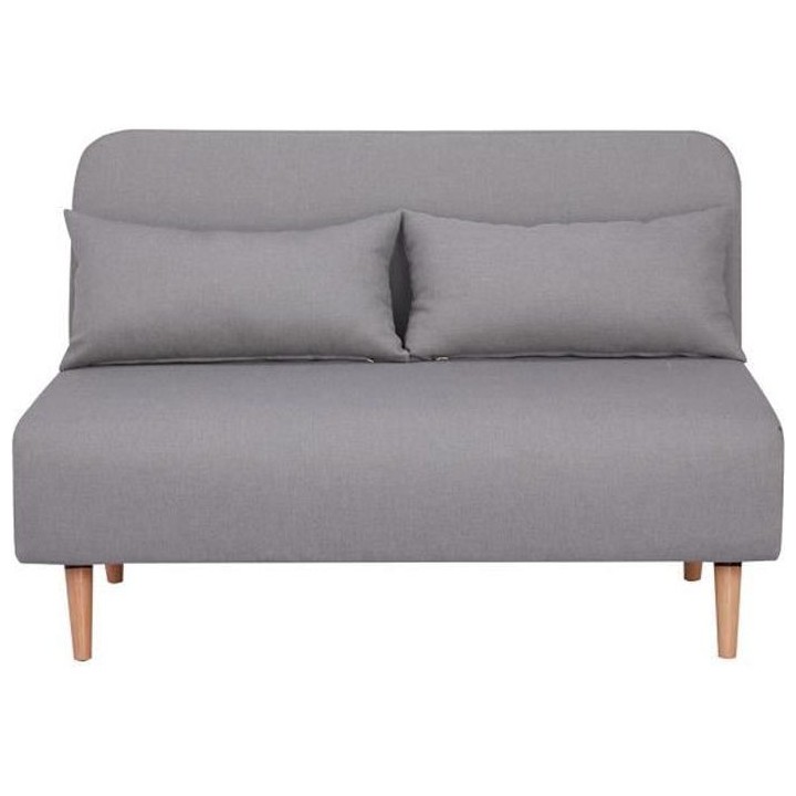 Banquette BZ 2 places - Style scandinave gris - L 130 x P 90 x 81 cm -