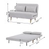 Banquette convertible 2 places - velours gris clair - Style scandinave - L 130 x P 90 x H 81 cm - DEPLO