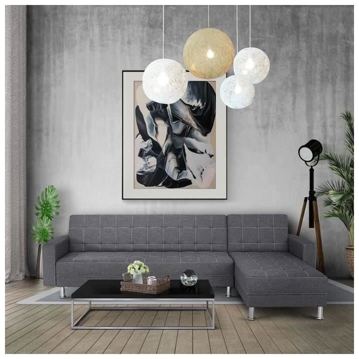 Canapé d'angle convertible 3 places réversible - Tissu gris foncé a