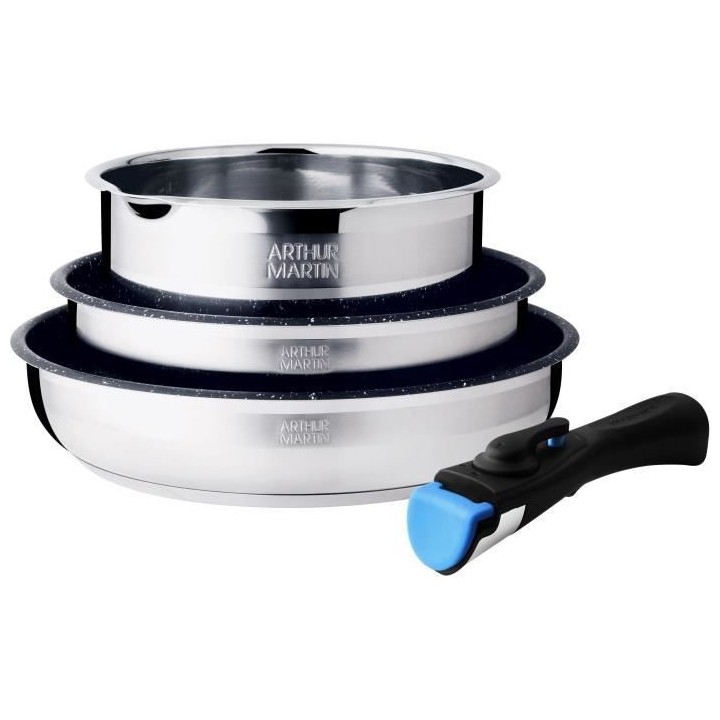 Batterie de cuisine Arthur Martin AM1732 4 pieces - Acier Inoxydable -