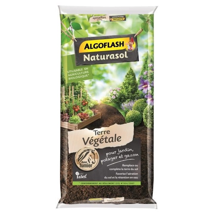 Terre Végétale Enrichie - ALGOFLASH NATURASOL - 40 L
