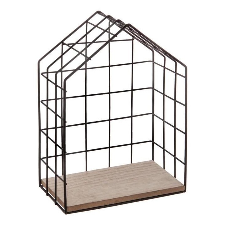 Set de 3 étageres murales en métal et MDF - Noir - Taille 1 : 20,5 c