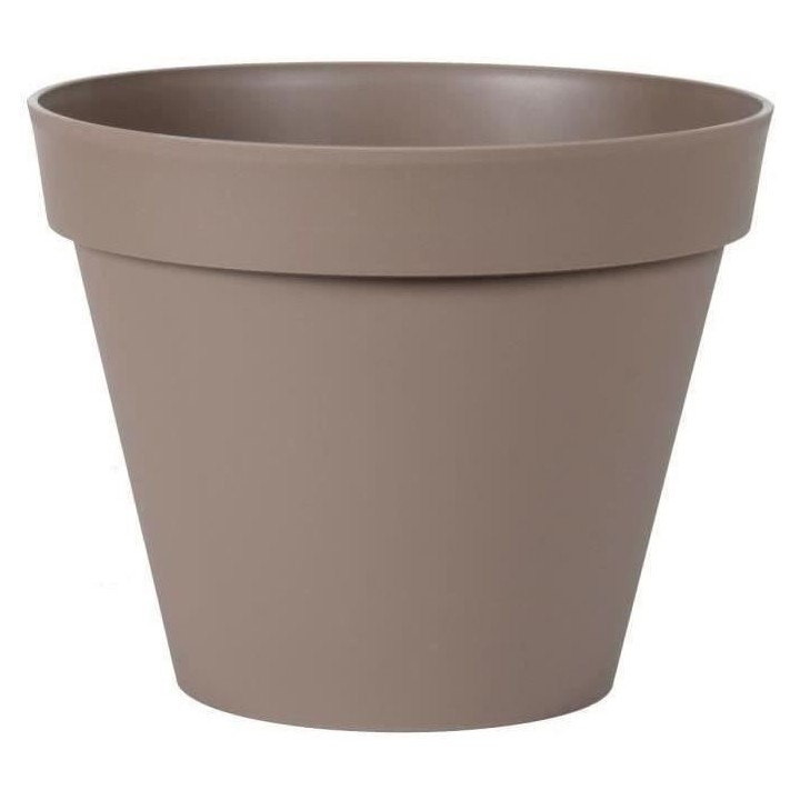 EDA Pot de fleur rond Toscane - Ø 40 x H 32 cm - 23 L - Taupe