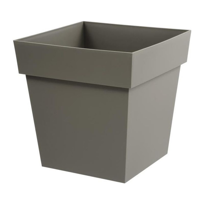 EDA Pot de fleur carré Toscane - 39 x 39 x H 39 cm - 38 L - Taupe