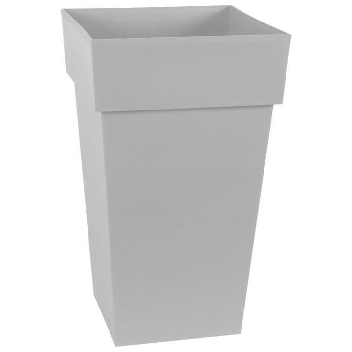 EDA Pot de Fleur Carré Haut TOSCANE - 62 L - 39 x 39 x H 65 cm - Gris