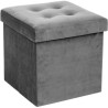 Pouf pliable Lysandre en velours - Gris - L 37,5 x P 37,5 x H 38,3 cm