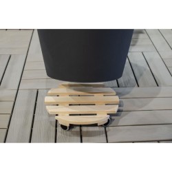 EDA Support a roulettes Ø 30 cm en Bois - 4 roulettes - 30 x 30 x H.8 cm