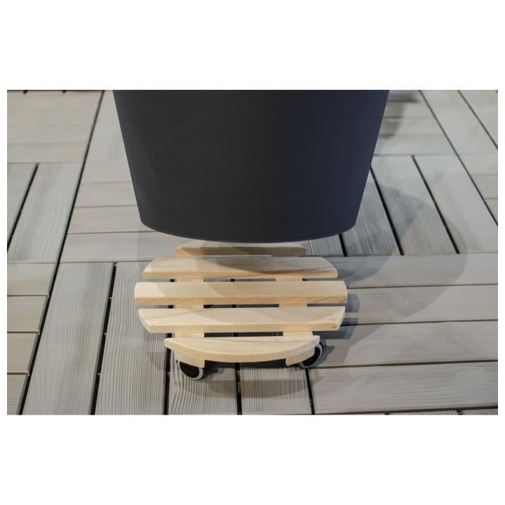 EDA Support a roulettes Ø 30 cm en Bois - 4 roulettes - 30 x 30 x H.8